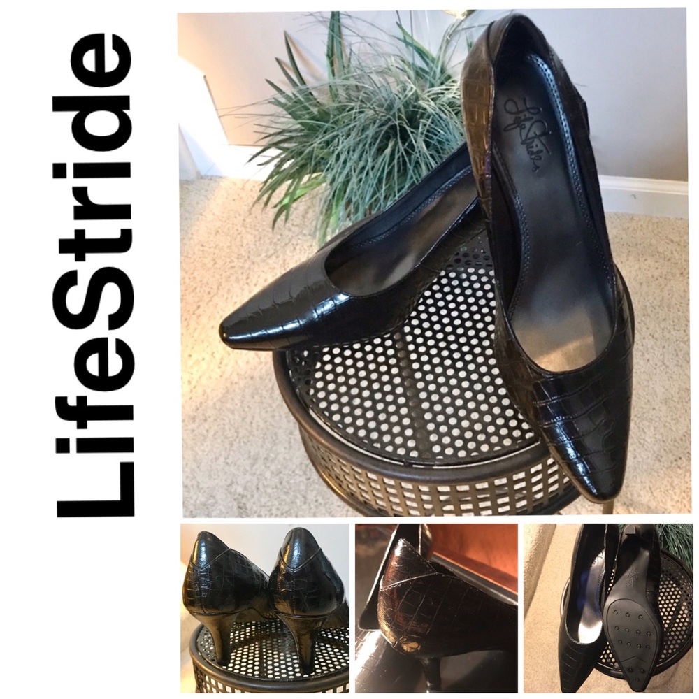 🆕 Faux Croc Heels, LifeStride, Black 9.5